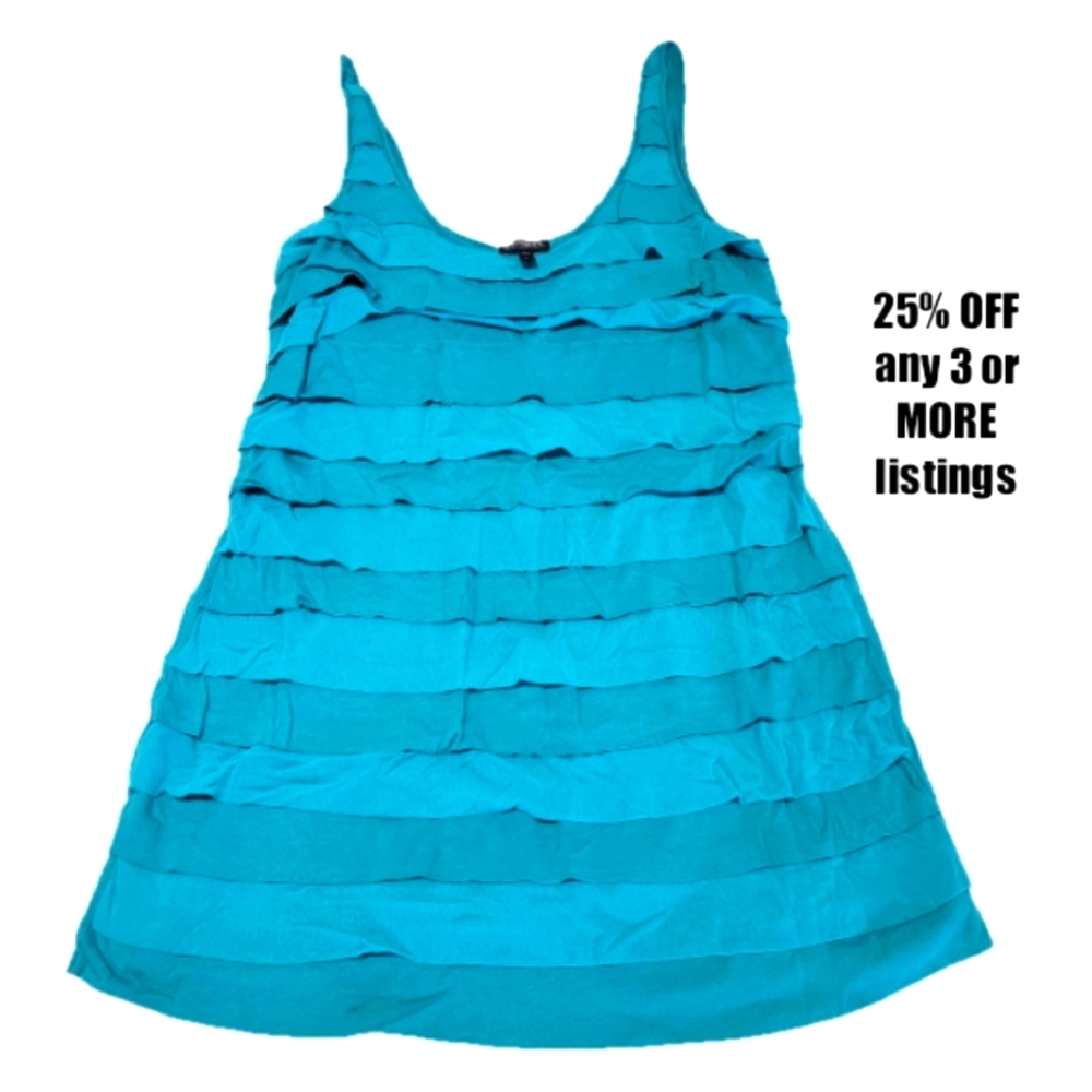 Express Size Large Vintage Ruffle Tank Tunic Layered Scoop Neck Mini Y2K